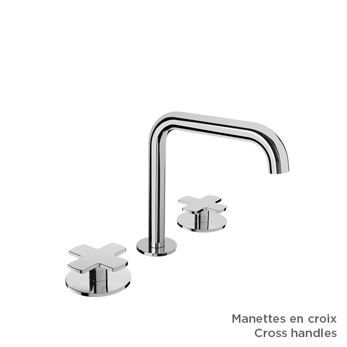 BARIL Air B80 B80-8002-1PL 8" C/C Lavatory Faucet (Without Handle), Drain Included - matte-white - Cross