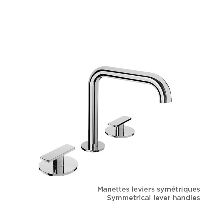 BARIL Air B80 B80-8002-1PL 8" C/C Lavatory Faucet (Without Handle), Drain Included - matte-white - Symmetrical