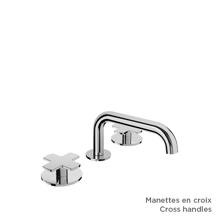 BARIL Air B80 B80-8003-1PL 8" C/C Lavatory Faucet (Without Handle), Drain Included - matte-white - Cross