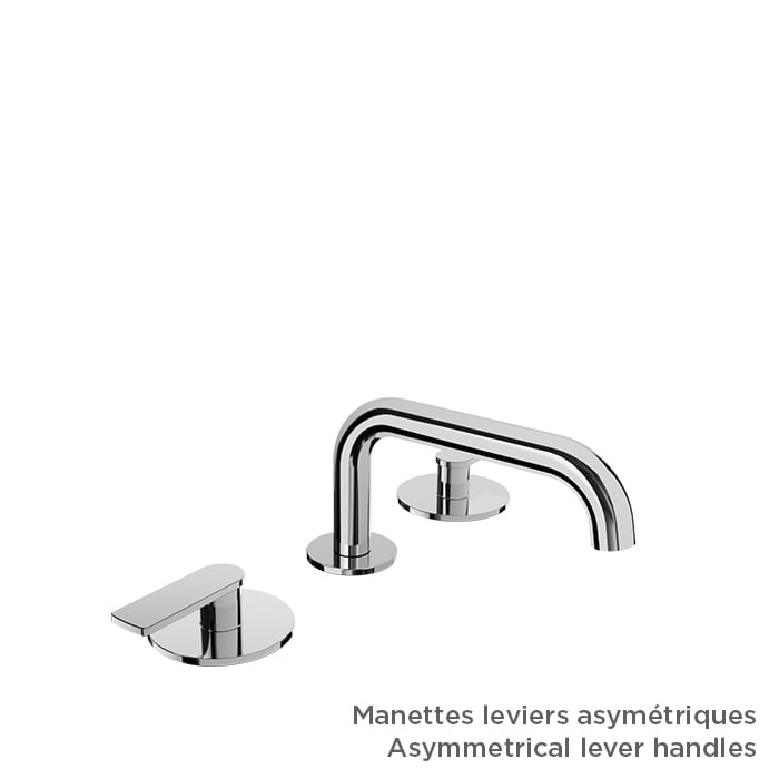 BARIL Air B80 B80-8003-1PL 8" C/C Lavatory Faucet (Without Handle), Drain Included - matte-white - Asymmetrical