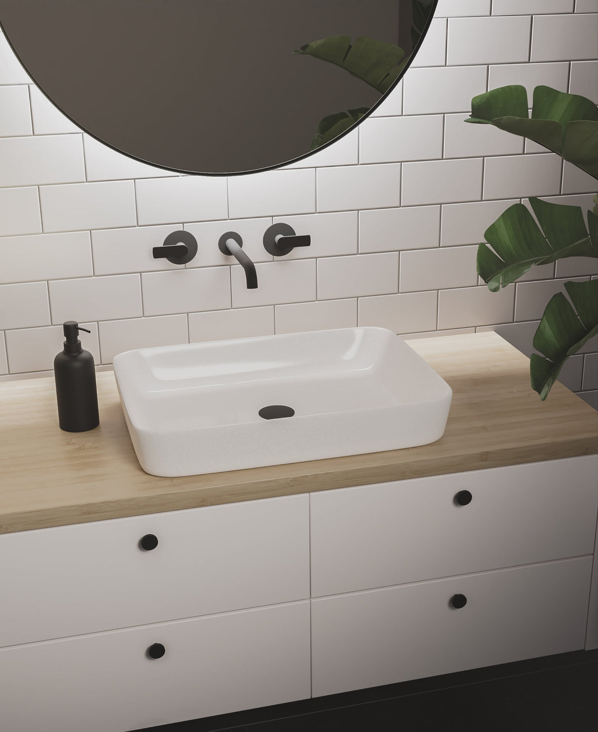BARIL Air B80 T80-8046-00L Trim Only For Two Handles Wall-Mounted Lavatory Faucet, Drain Not Included - matte-white - Asymmetrical