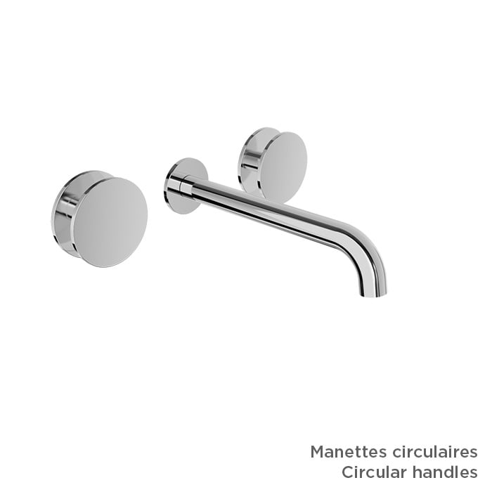 BARIL Air B80 B80-8042-00L Two Handles Wall-Mounted Lavatory Faucet (Without Handle), Drain Not Included - matte-white - Round Main image