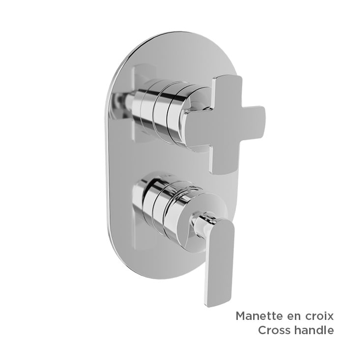 BARIL Air B80 T80-9191-00 Trim Only For Pressure-Balanced Shower Control Valve With 3-Way Diverter (Without Handle) - matte-white - Cross