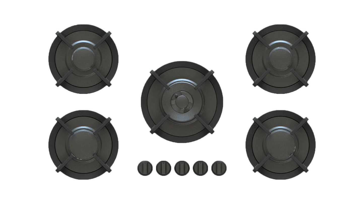 PITT ELBRUS ELBRUS5BT-NG, 5-Burner, Top Mounted Control Knobs, BLACK Edition Burners, Natural Gas
