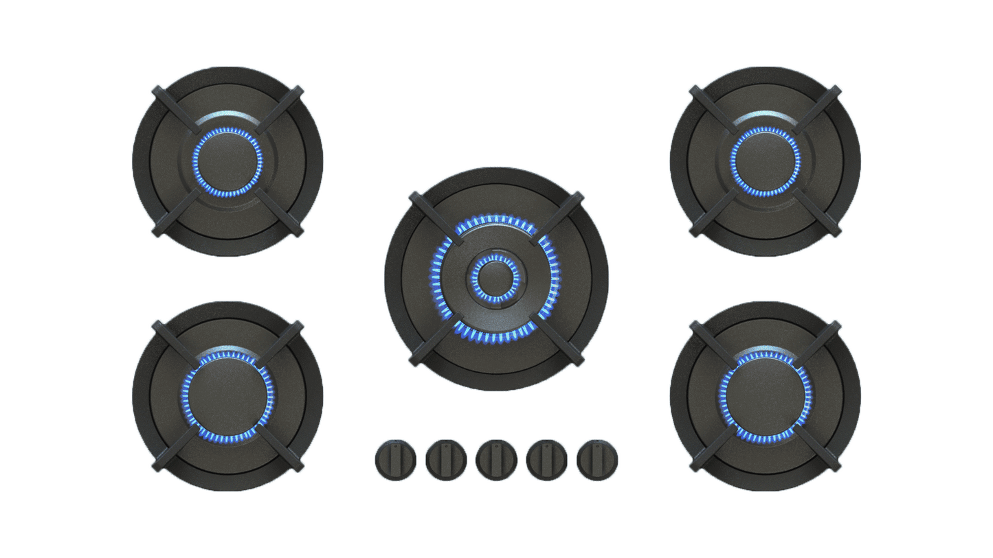 PITT ELBRUS ELBRUS5BT-NG, 5-Burner, Top Mounted Control Knobs, BLACK Edition Burners, Natural Gas