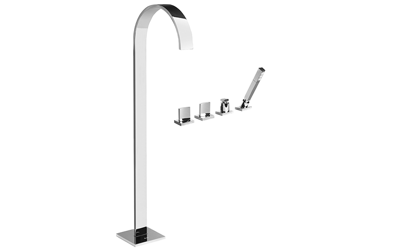 Graff Sade - G-1853-C14B Floor-Mounted Tub Filler w/Deck-Mounted Handshower & Diverter