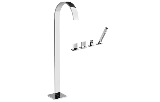Graff Sade - G-1853-C14B Floor-Mounted Tub Filler w/Deck-Mounted Handshower & Diverter