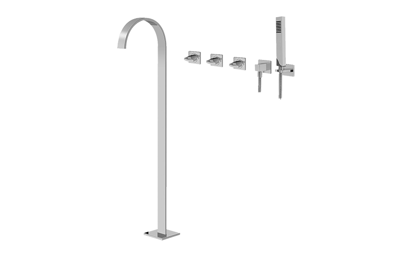 Graff Sade - G-1853-C14U Floor-Mounted Tub Filler w/Wall-Mounted Handshower & Diverter