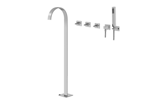 Graff Sade - G-1853-C14U Floor-Mounted Tub Filler w/Wall-Mounted Handshower & Diverter