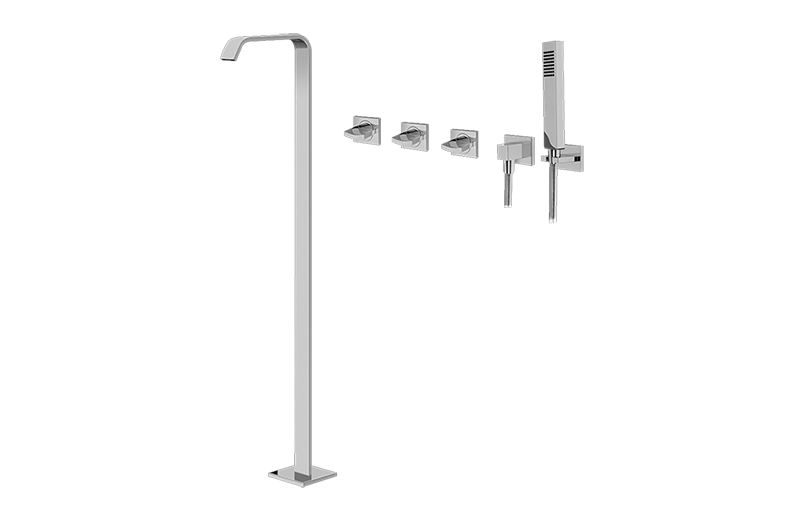 Graff Targa - G-3653-C14U Floor-Mounted Tub Filler w/Wall-Mounted Handshower & Diverter Main image