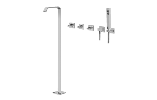 Graff Targa - G-3653-C14U Floor-Mounted Tub Filler w/Wall-Mounted Handshower & Diverter