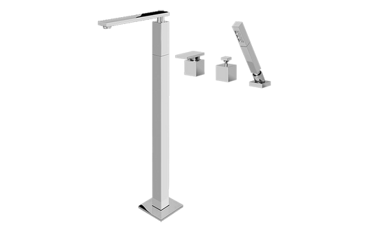 Graff Solar - G-3753-LM31 Floor-Mounted Tub Filler w/Deck Mounted Handshower & Diverter