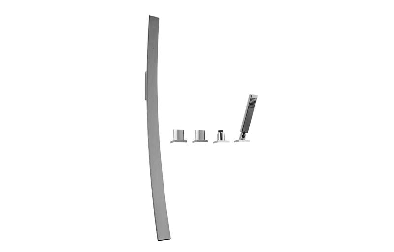 GRAFF Luna G-6051-C14B Wall-Mounted Tub Filler w/Deck-Mounted Handles/Handshower Set