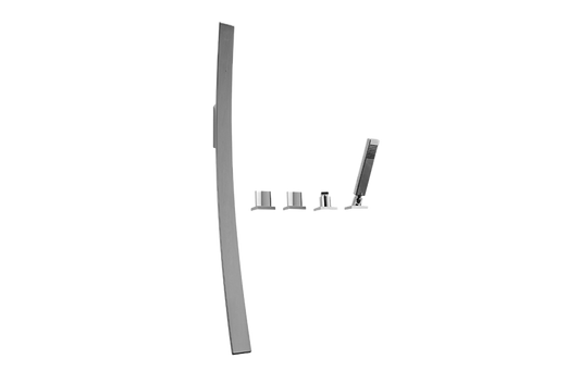 GRAFF Luna G-6051-C14B Wall-Mounted Tub Filler w/Deck-Mounted Handles/Handshower Set
