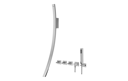 Graff Luna - G-6054-C14U Wall-Mounted Tub Filler w/Wall-Mounted Handles & Handshower Set