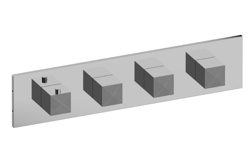 GRAFF Incanto G-8059H-SK0-T Square M-Series Valve Trim with Four Handles (Horizontal Orientation)