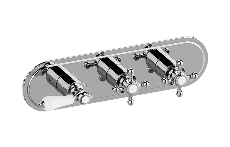 GRAFF Adley G-8087H-LC1C2-T Traditional M-Series Valve Trim with Three Handles (Horizontal Orientation) Main image