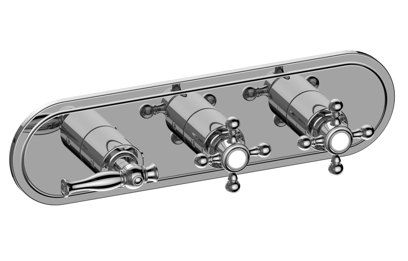 GRAFF Lauren G-8087H-LM22C2-T Traditional M-Series Valve Trim with Three Handles (Horizontal Orientation)