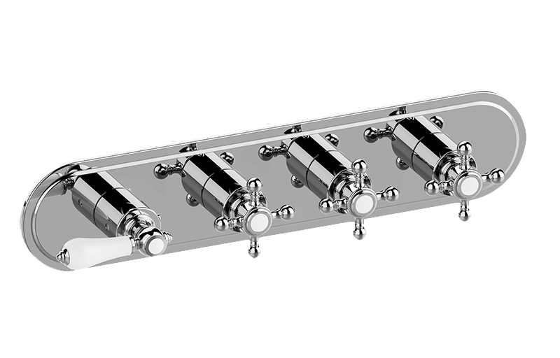 GRAFF Adley G-8088H-LC1C2-T Traditional M-Series Valve Trim with Four Handles (Horizontal Orientation) Main image