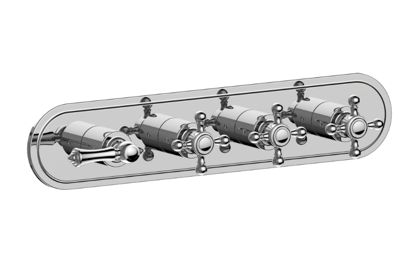 GRAFF Adley G-8088H-LM15C2-T Traditional M-Series Valve Trim with Four Handles (Horizontal Orientation) Main image