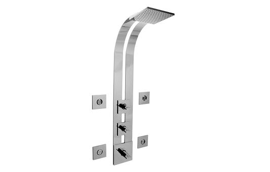 Graff Sade/Targa/Luna GE3.100A-C14S-T Square Thermostatic Ski Shower Set w/Body Sprays (Trim)