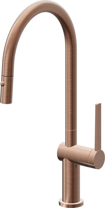California Faucets La Spezia K55-100-TG Contemporary Pull-Down Kitchen Faucet with Button Sprayer - High Arc Spout