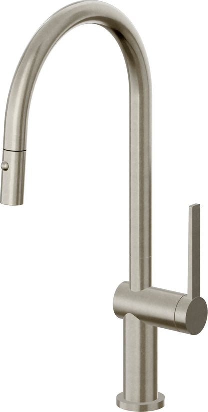 California Faucets La Spezia K55-100-TG Contemporary Pull-Down Kitchen Faucet with Button Sprayer - High Arc Spout