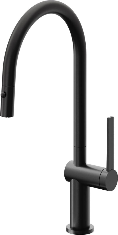 California Faucets La Spezia K55-100-TG Contemporary Pull-Down Kitchen Faucet with Button Sprayer - High Arc Spout