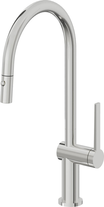 California Faucets La Spezia K55-100-TG Contemporary Pull-Down Kitchen Faucet with Button Sprayer - High Arc Spout