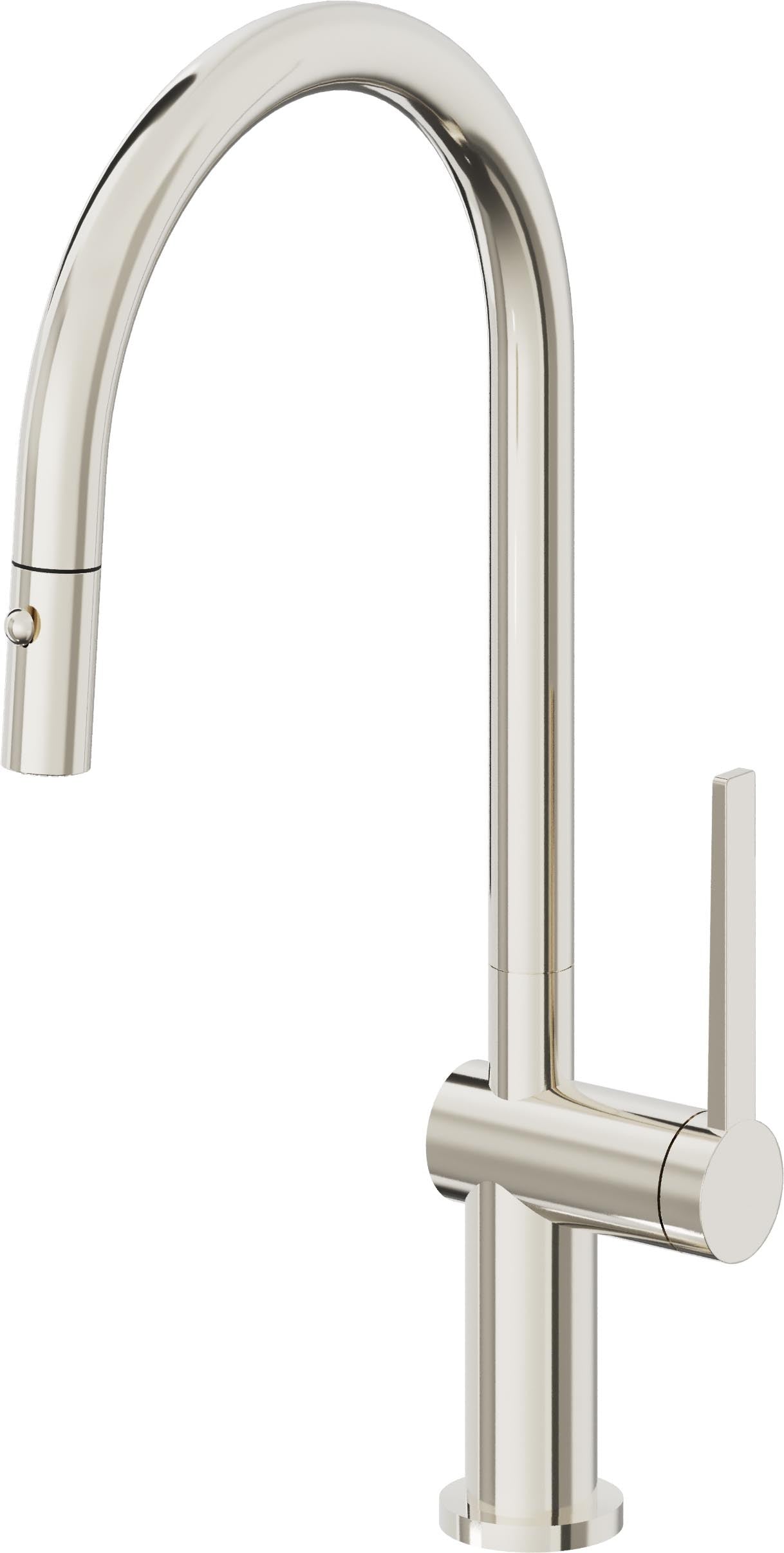 California Faucets La Spezia K55-100-TG Contemporary Pull-Down Kitchen Faucet with Button Sprayer - High Arc Spout