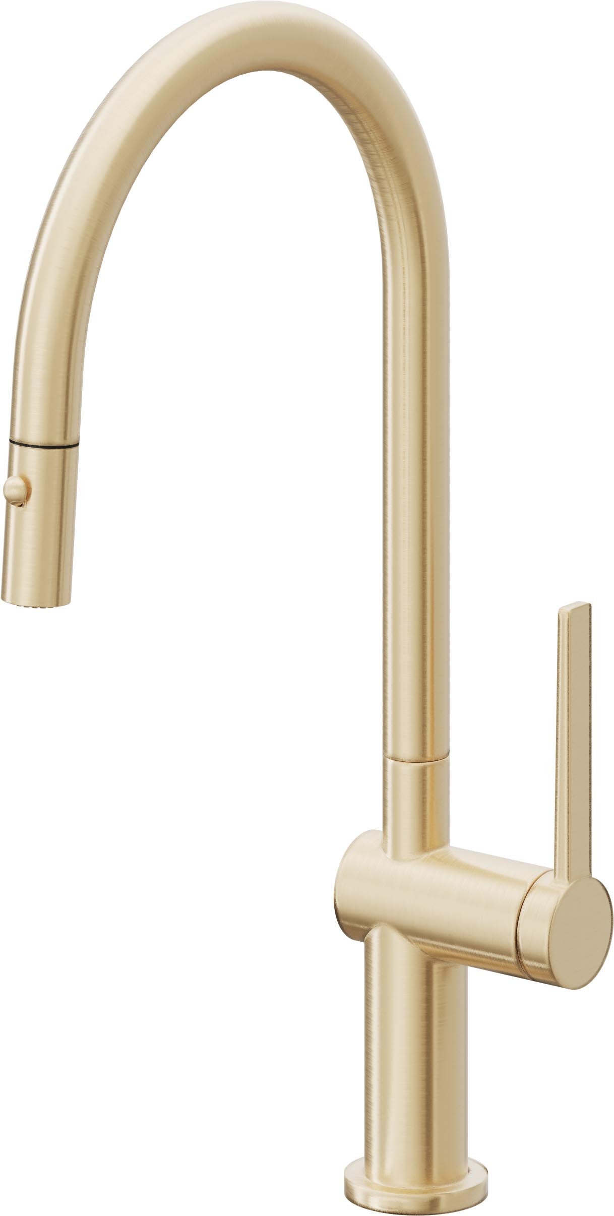 California Faucets La Spezia K55-100-TG Contemporary Pull-Down Kitchen Faucet with Button Sprayer - High Arc Spout