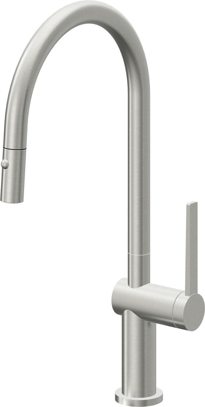 California Faucets La Spezia K55-100-TG Contemporary Pull-Down Kitchen Faucet with Button Sprayer - High Arc Spout