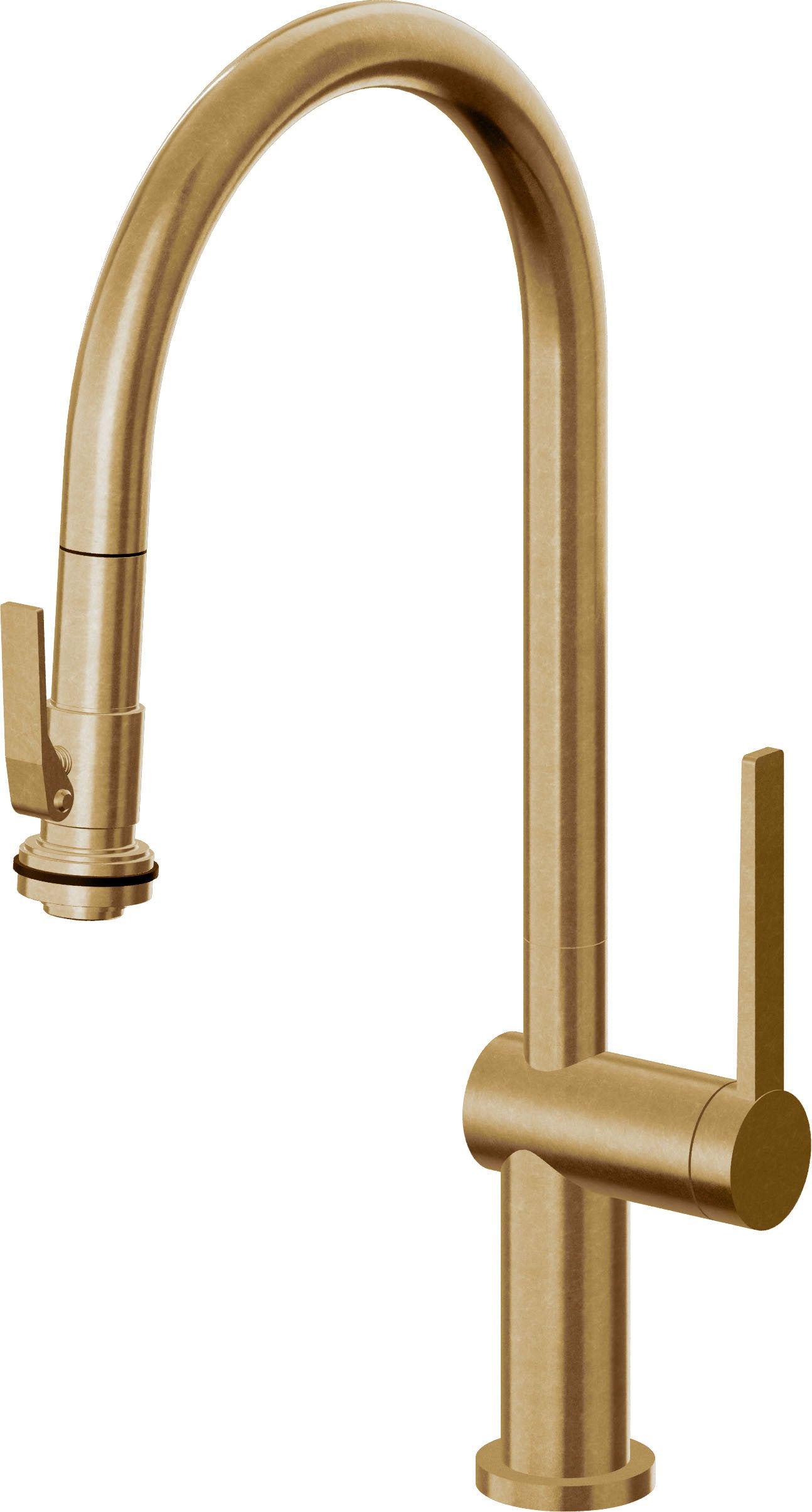 California Faucets La Spezia K55-100SQ-TG Contemporary Pull-Down Kitchen Faucet with Squeeze Sprayer - High Arc Spout