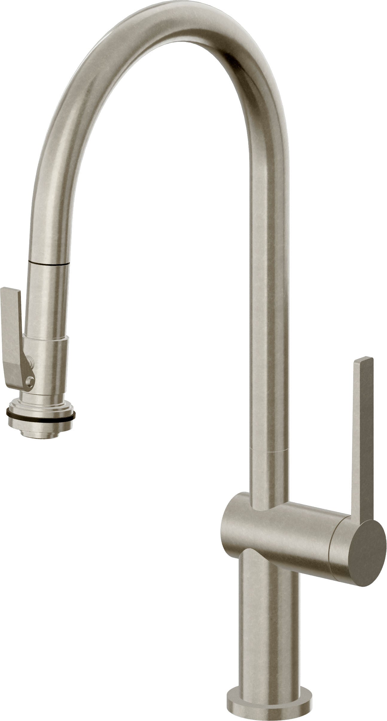 California Faucets La Spezia K55-100SQ-TG Contemporary Pull-Down Kitchen Faucet with Squeeze Sprayer - High Arc Spout