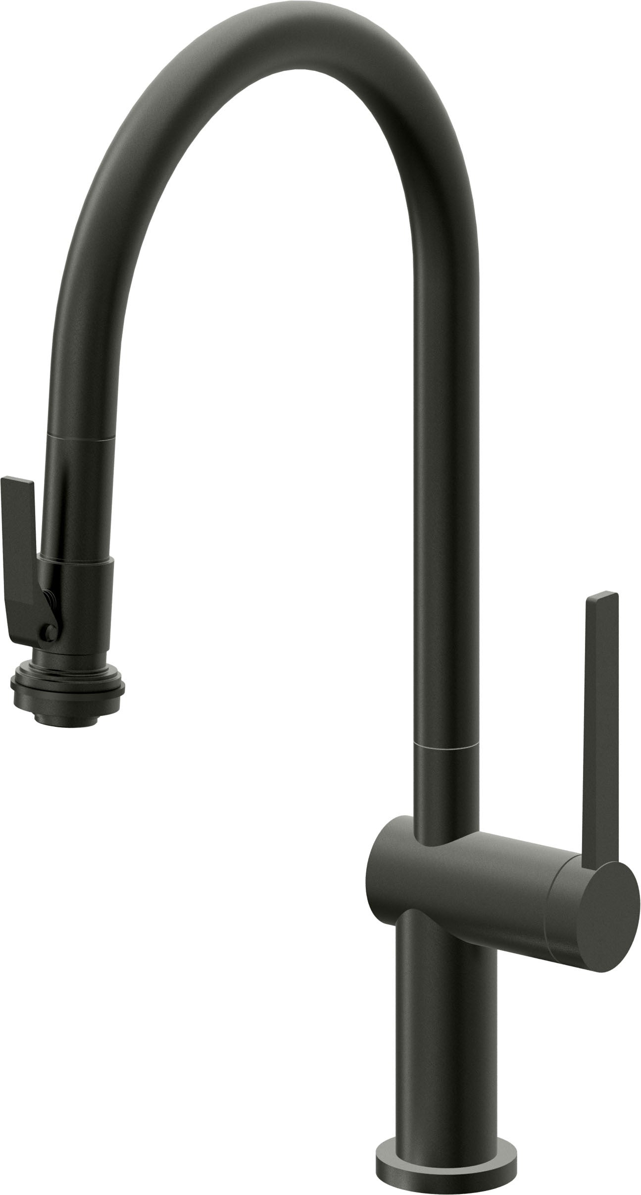 California Faucets La Spezia K55-100SQ-TG Contemporary Pull-Down Kitchen Faucet with Squeeze Sprayer - High Arc Spout