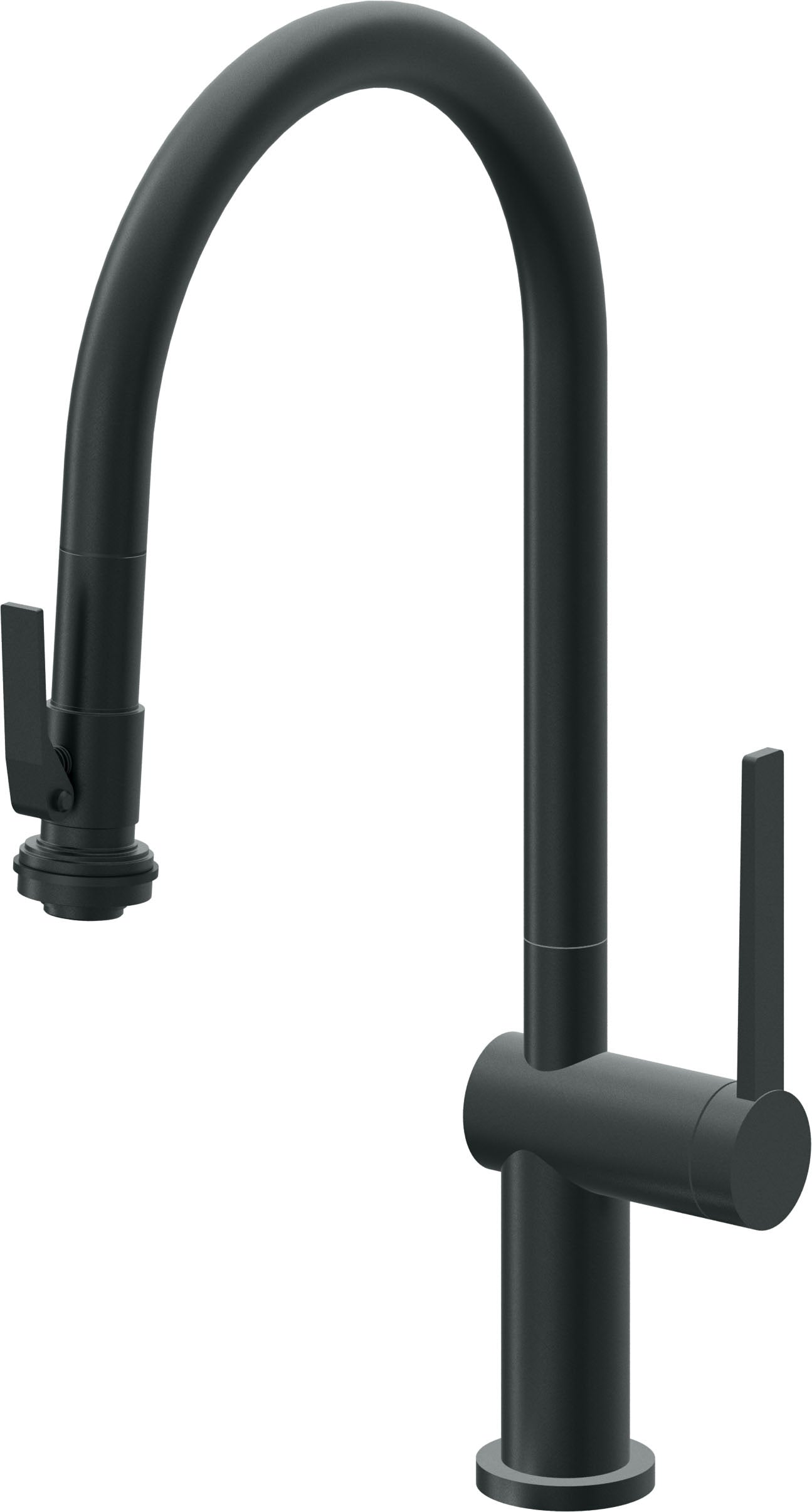 California Faucets La Spezia K55-100SQ-TG Contemporary Pull-Down Kitchen Faucet with Squeeze Sprayer - High Arc Spout