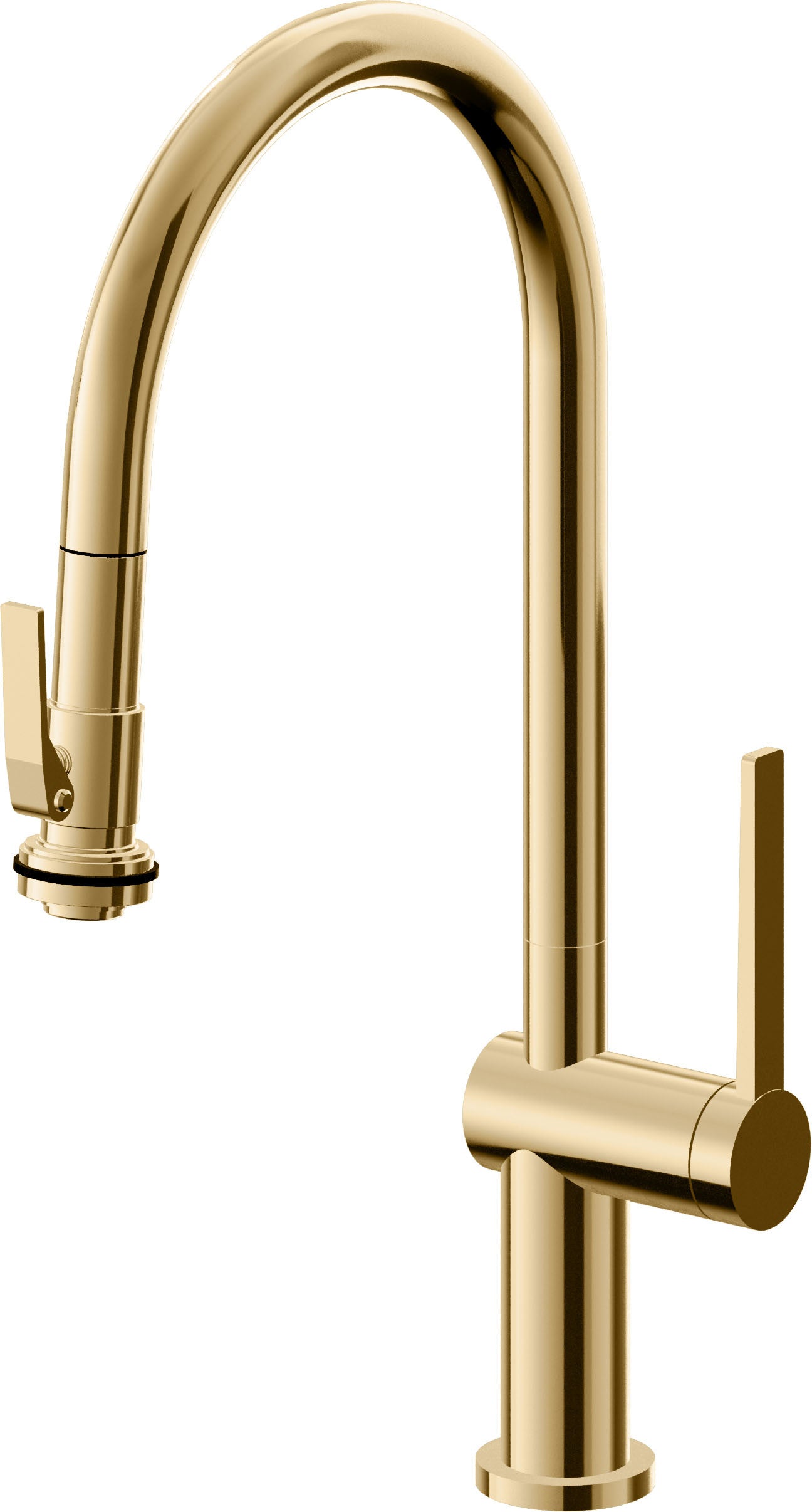 California Faucets La Spezia K55-100SQ-TG Contemporary Pull-Down Kitchen Faucet with Squeeze Sprayer - High Arc Spout