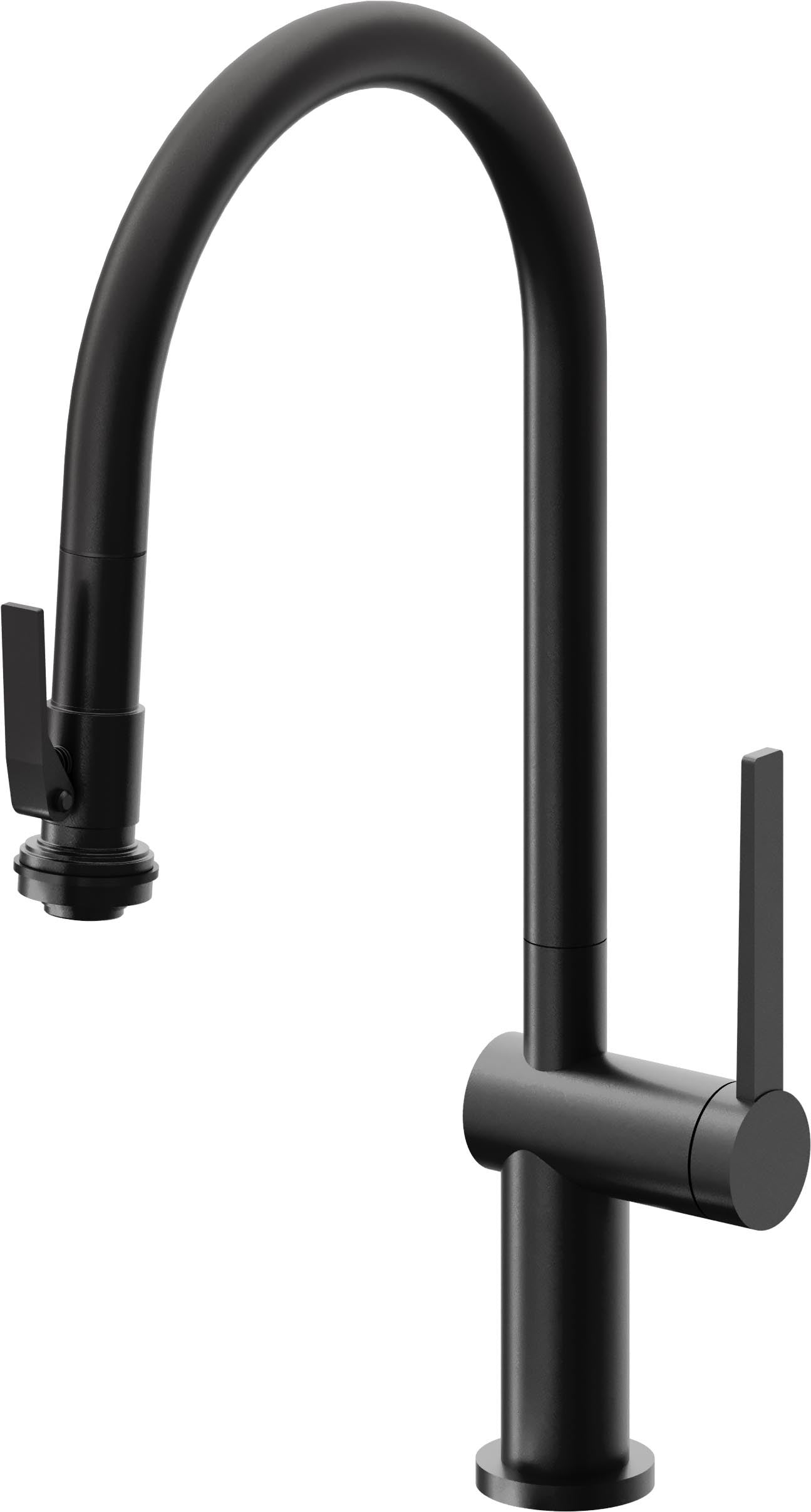 California Faucets La Spezia K55-100SQ-TG Contemporary Pull-Down Kitchen Faucet with Squeeze Sprayer - High Arc Spout