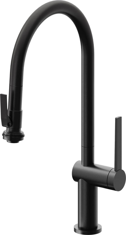 California Faucets La Spezia K55-100SQ-TG Contemporary Pull-Down Kitchen Faucet with Squeeze Sprayer - High Arc Spout