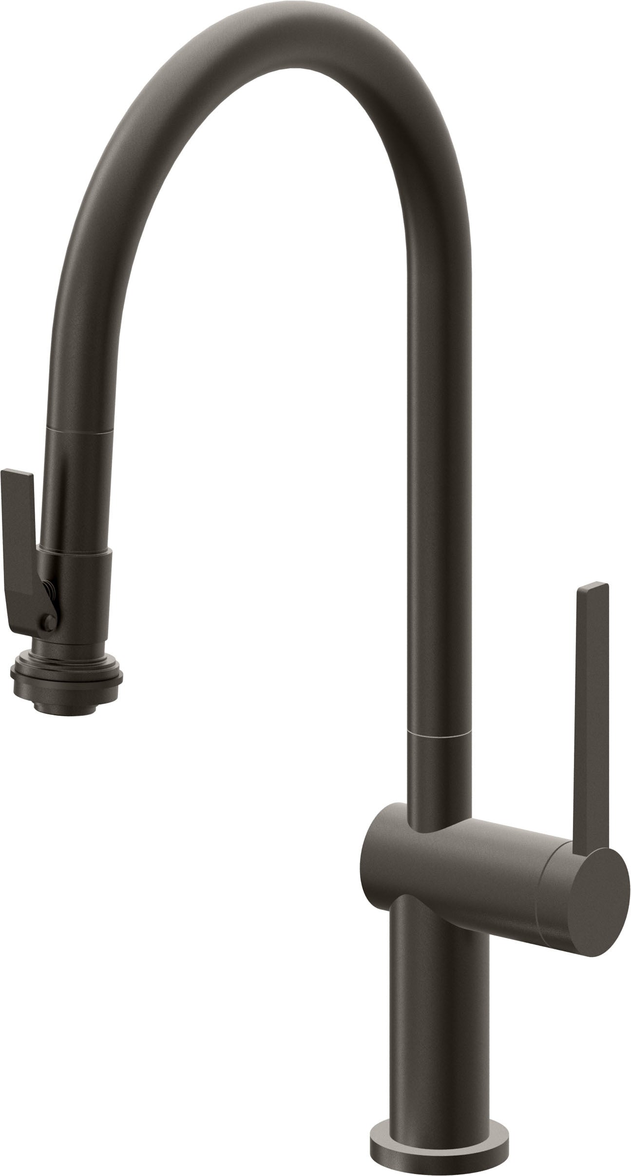 California Faucets La Spezia K55-100SQ-TG Contemporary Pull-Down Kitchen Faucet with Squeeze Sprayer - High Arc Spout