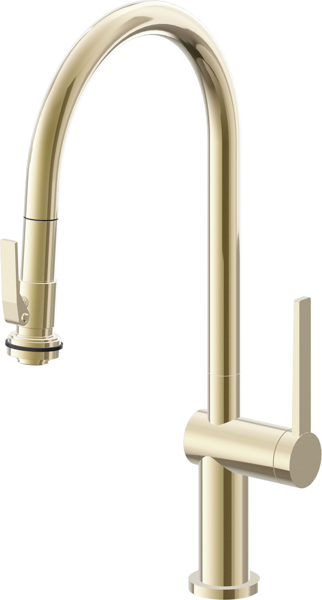 California Faucets La Spezia K55-100SQ-TG Contemporary Pull-Down Kitchen Faucet with Squeeze Sprayer - High Arc Spout