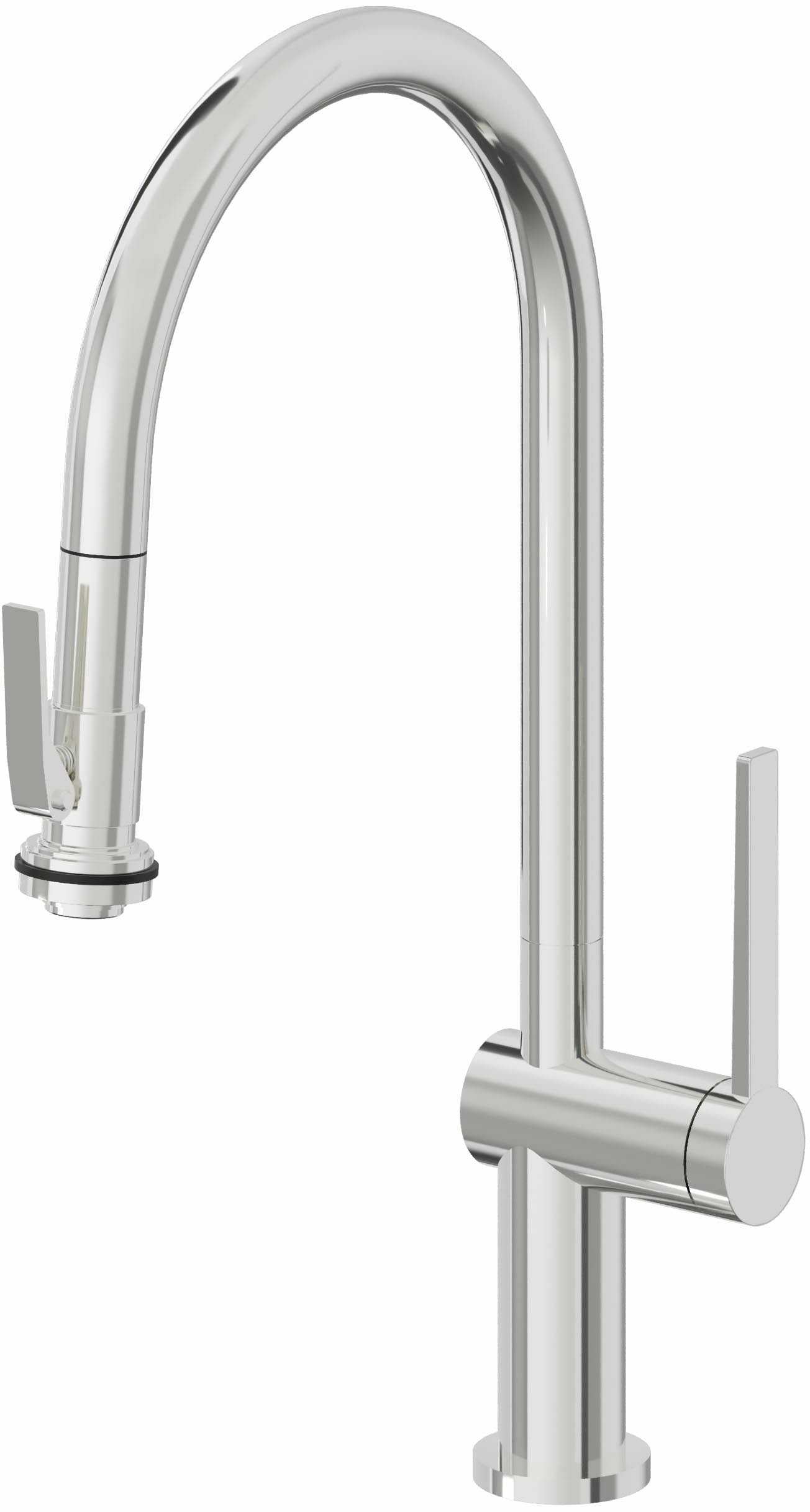 California Faucets La Spezia K55-100SQ-TG Contemporary Pull-Down Kitchen Faucet with Squeeze Sprayer - High Arc Spout