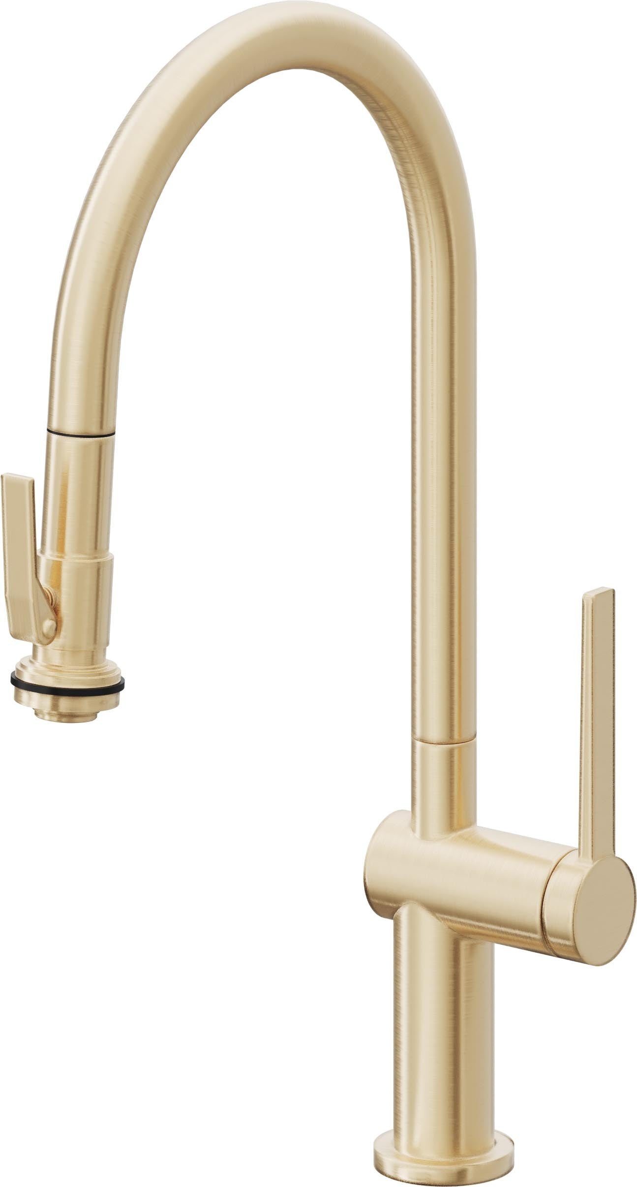 California Faucets La Spezia K55-100SQ-TG Contemporary Pull-Down Kitchen Faucet with Squeeze Sprayer - High Arc Spout