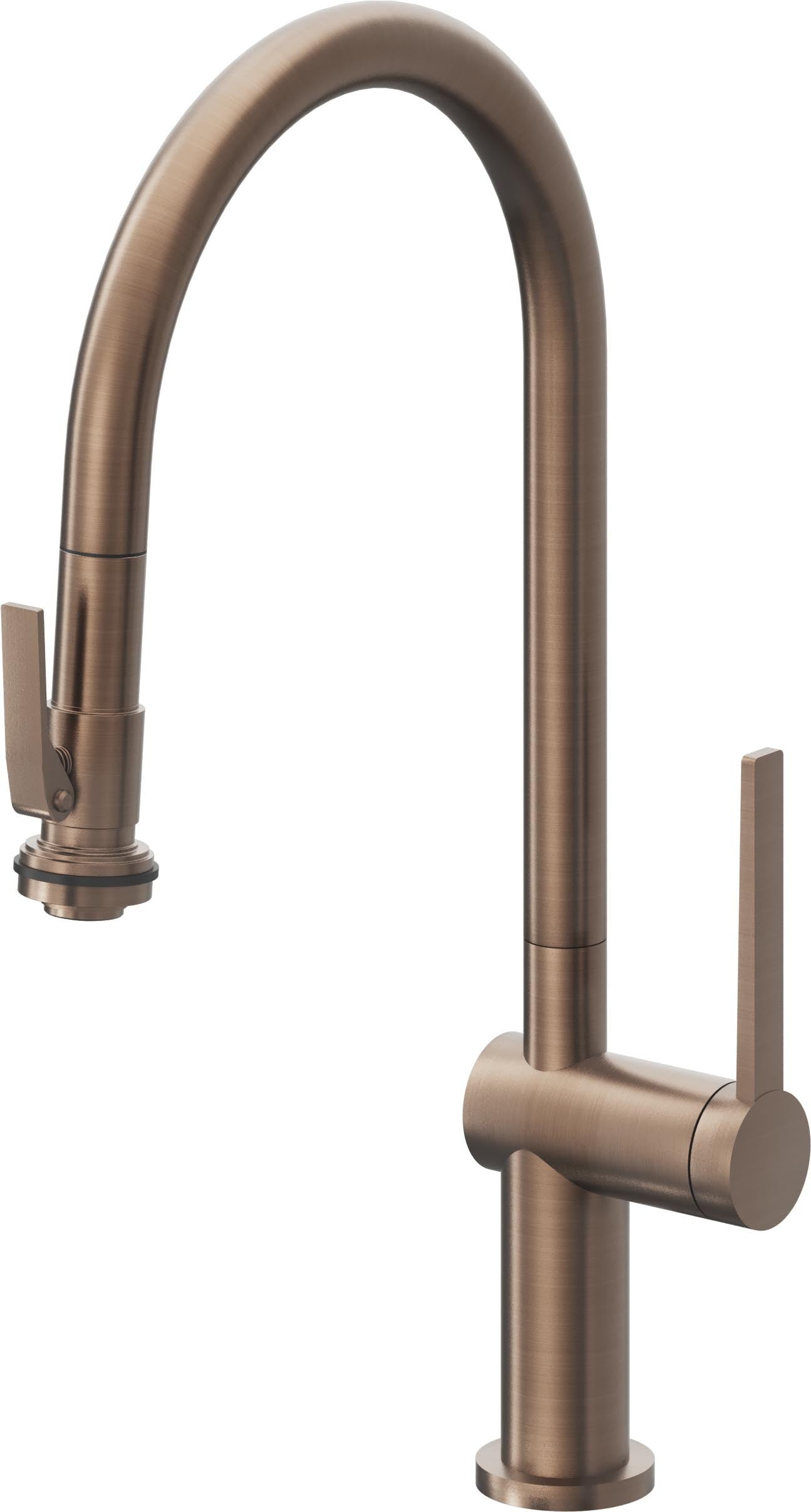California Faucets La Spezia K55-100SQ-TG Contemporary Pull-Down Kitchen Faucet with Squeeze Sprayer - High Arc Spout