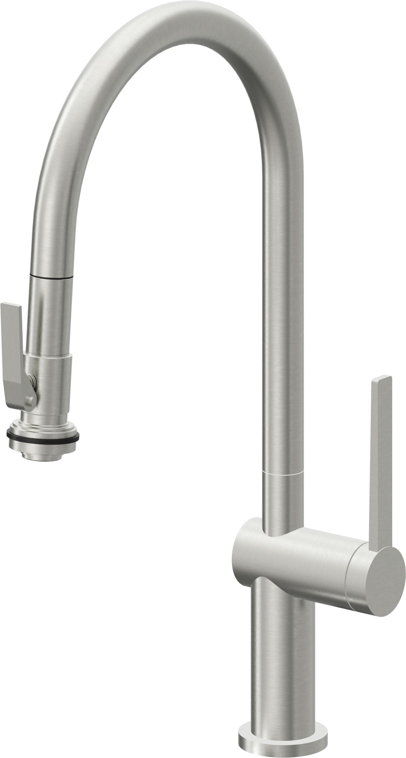 California Faucets La Spezia K55-100SQ-TG Contemporary Pull-Down Kitchen Faucet with Squeeze Sprayer - High Arc Spout