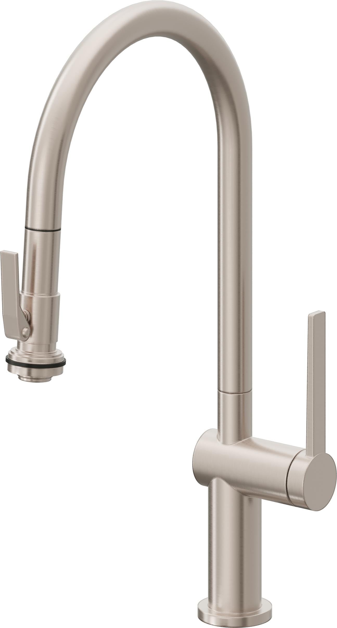 California Faucets La Spezia K55-100SQ-TG Contemporary Pull-Down Kitchen Faucet with Squeeze Sprayer - High Arc Spout