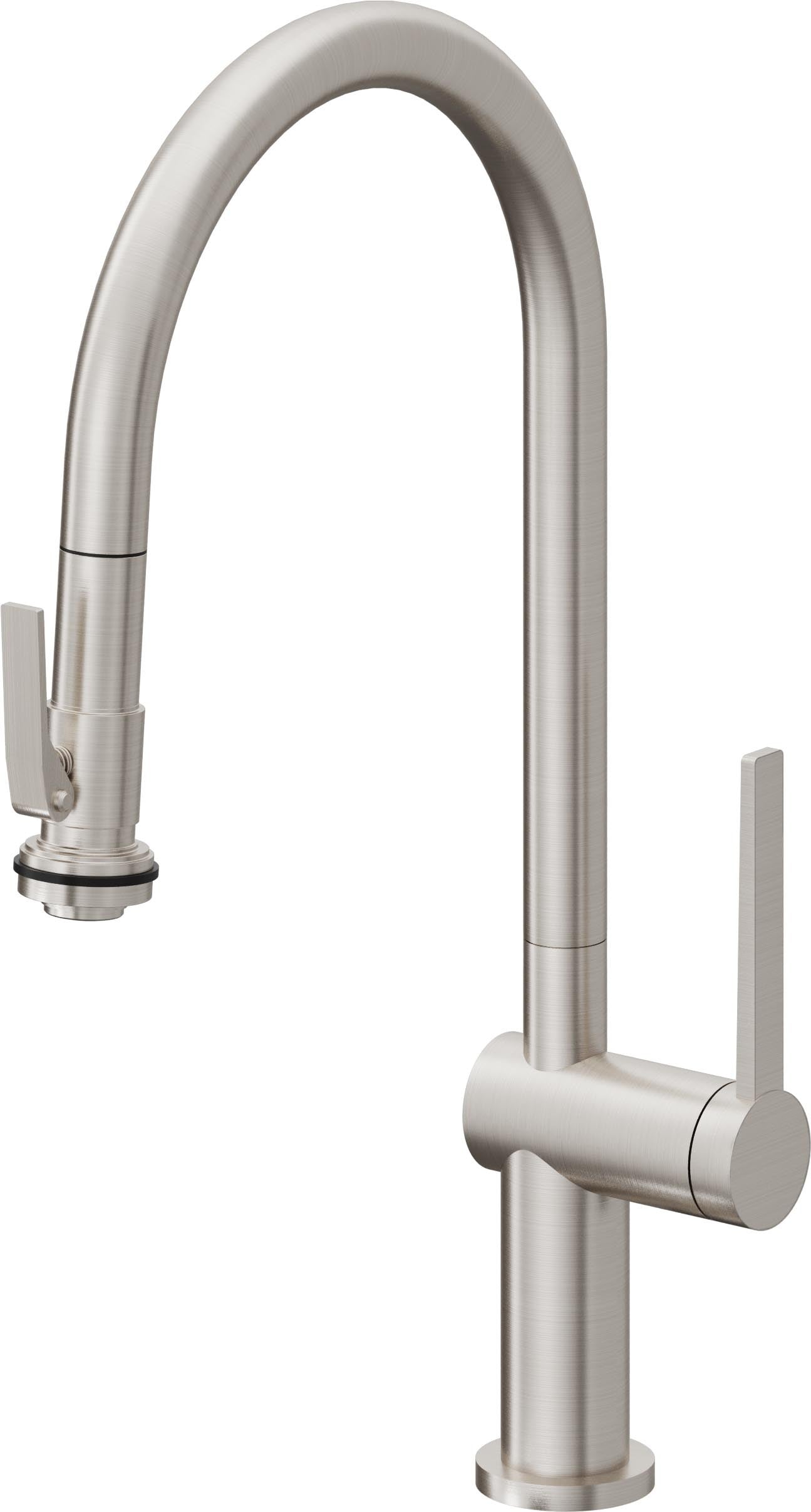 California Faucets La Spezia K55-100SQ-TG Contemporary Pull-Down Kitchen Faucet with Squeeze Sprayer - High Arc Spout