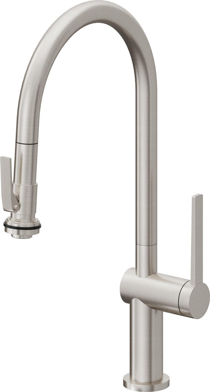 California Faucets La Spezia K55-100SQ-TG Contemporary Pull-Down Kitchen Faucet with Squeeze Sprayer - High Arc Spout