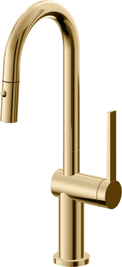 California Faucets La Spezia K55-101-TG Contemporary Pull-Down Prep/Bar Faucet with Button Sprayer