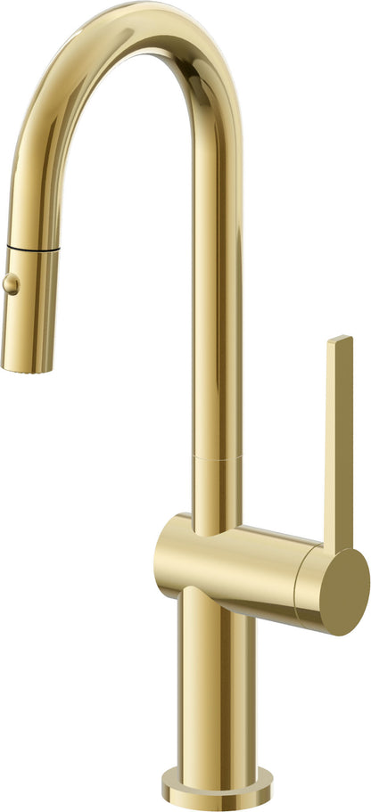 California Faucets La Spezia K55-101-TG Contemporary Pull-Down Prep/Bar Faucet with Button Sprayer